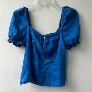 H&M Blue Puff Sleeve Top